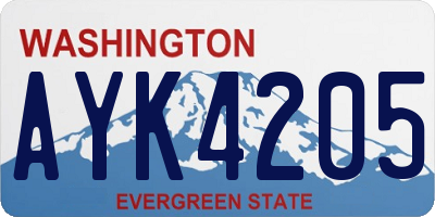 WA license plate AYK4205