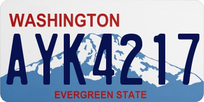 WA license plate AYK4217