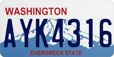 WA license plate AYK4316