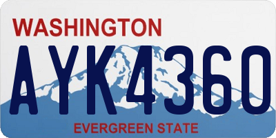 WA license plate AYK4360