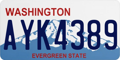 WA license plate AYK4389