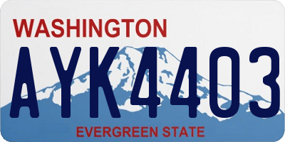 WA license plate AYK4403