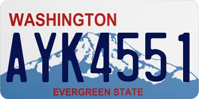 WA license plate AYK4551