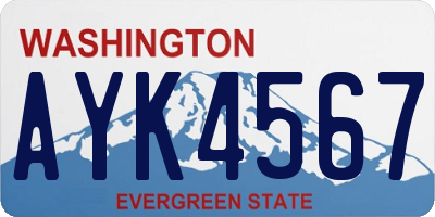 WA license plate AYK4567