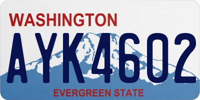 WA license plate AYK4602