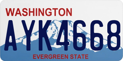WA license plate AYK4668