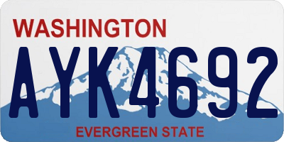 WA license plate AYK4692