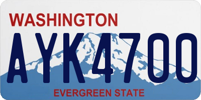 WA license plate AYK4700