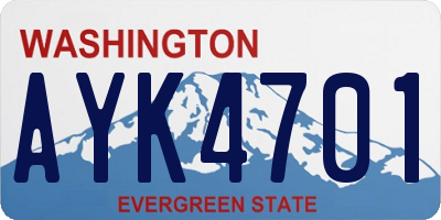 WA license plate AYK4701