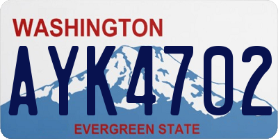 WA license plate AYK4702