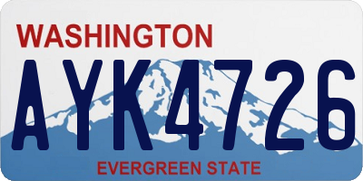 WA license plate AYK4726