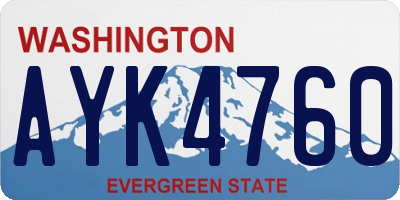 WA license plate AYK4760