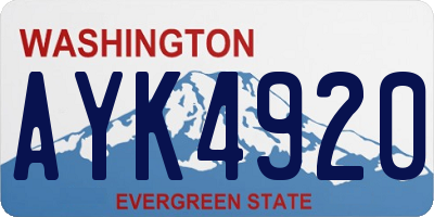 WA license plate AYK4920