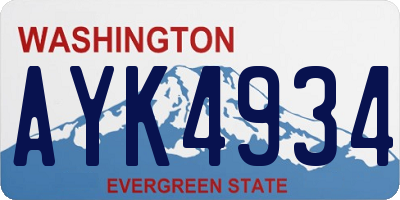 WA license plate AYK4934