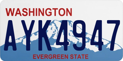 WA license plate AYK4947