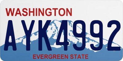 WA license plate AYK4992
