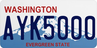 WA license plate AYK5000