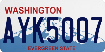 WA license plate AYK5007
