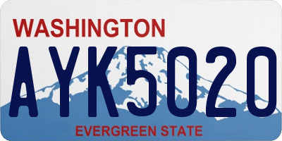 WA license plate AYK5020