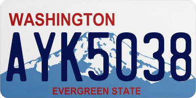 WA license plate AYK5038