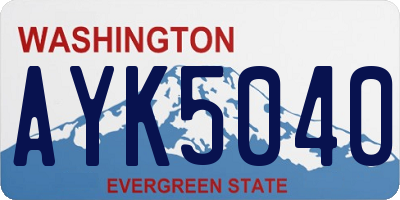 WA license plate AYK5040