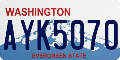 WA license plate AYK5070