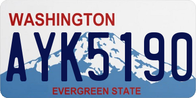 WA license plate AYK5190