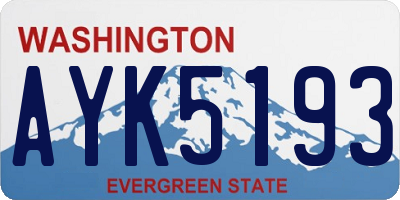 WA license plate AYK5193