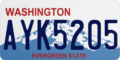 WA license plate AYK5205