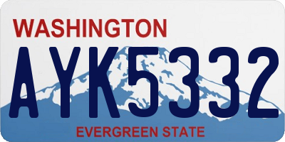 WA license plate AYK5332
