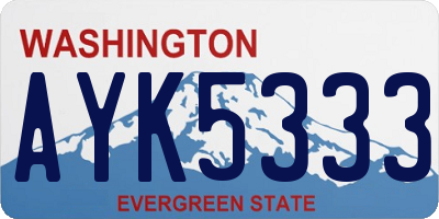 WA license plate AYK5333