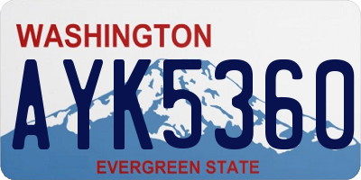 WA license plate AYK5360
