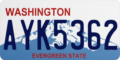 WA license plate AYK5362