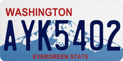 WA license plate AYK5402