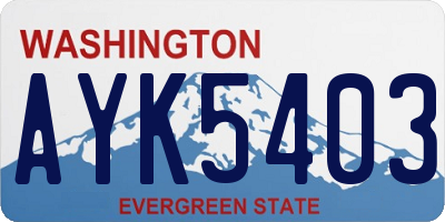 WA license plate AYK5403