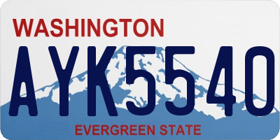 WA license plate AYK5540