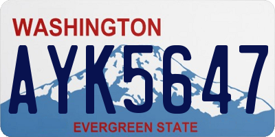 WA license plate AYK5647
