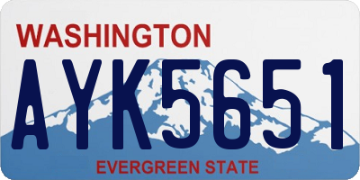 WA license plate AYK5651