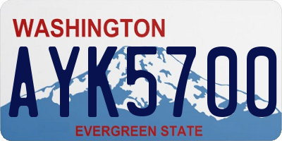WA license plate AYK5700