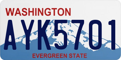 WA license plate AYK5701