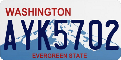 WA license plate AYK5702