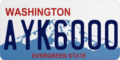 WA license plate AYK6000