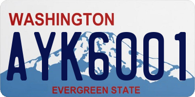WA license plate AYK6001