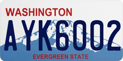 WA license plate AYK6002