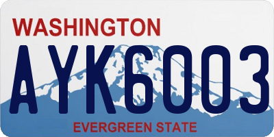 WA license plate AYK6003