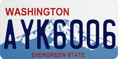 WA license plate AYK6006