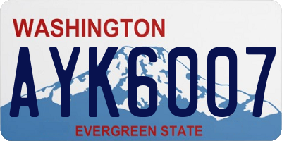 WA license plate AYK6007