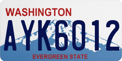 WA license plate AYK6012