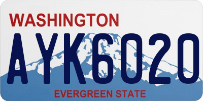 WA license plate AYK6020