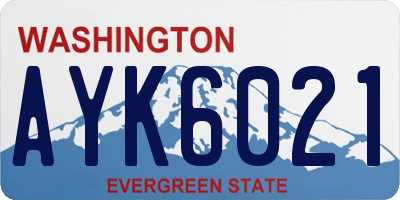 WA license plate AYK6021